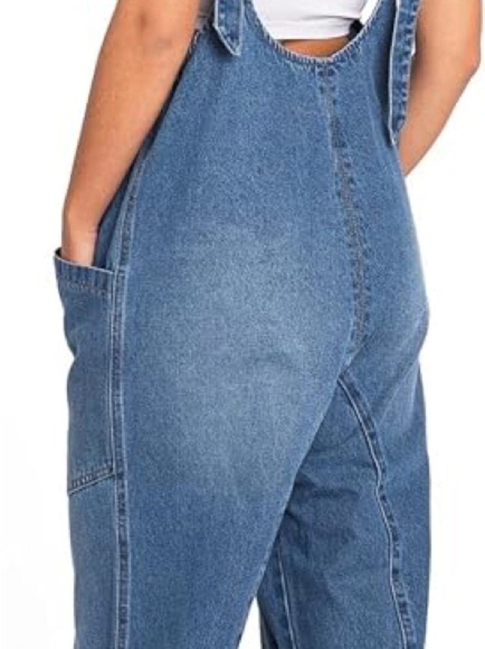 We The Free Light Blue Denim Overalls with Pockets - Picture 2 of 7